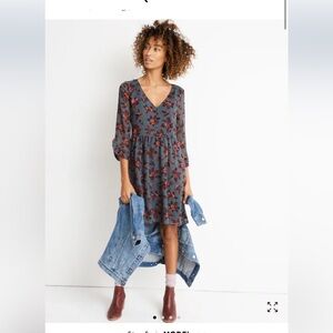 Madewell Moonblossom Ruffle-Sleeve Dress in Winter Orchid